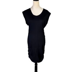 Splendid Womens NWT Ruched Black Pullover Form Fitting Jersey Mini Dress